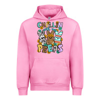 Fuchsia Pink Chillin with my peeps Easter Urban Hoodie - OliviaCreatesArt