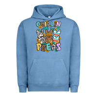 Pigment Pebble Blue Chillin with my peeps Easter Urban Hoodie - OliviaCreatesArt