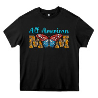 Black All American Mom Butterfly Heavy Core Tee - LillyAllenDesigns