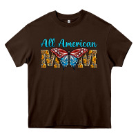 Chocolate Brown All American Mom Butterfly Heavy Core Tee - LillyAllenDesigns