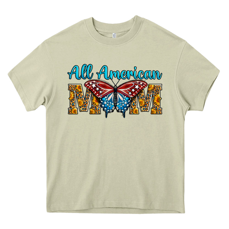 All American Mom Butterfly Heavy Core Tee by LillyAllenDesigns | Teevron