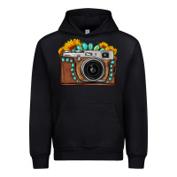 Black Sunflower Gemstone Vintage Camera Urban Hoodie - FaDigitalArtStudio