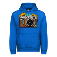 Cobalt Sunflower Gemstone Vintage Camera Urban Hoodie - FaDigitalArtStudio