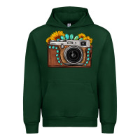 Forest Green Sunflower Gemstone Vintage Camera Urban Hoodie - FaDigitalArtStudio