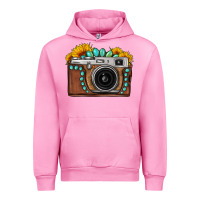 Fuchsia Pink Sunflower Gemstone Vintage Camera Urban Hoodie - FaDigitalArtStudio