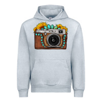 Heather Grey Sunflower Gemstone Vintage Camera Urban Hoodie - FaDigitalArtStudio