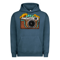 Pigment Midnight Navy Sunflower Gemstone Vintage Camera Urban Hoodie - FaDigitalArtStudio