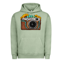 Pigment Oil Green Sunflower Gemstone Vintage Camera Urban Hoodie - FaDigitalArtStudio