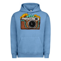 Pigment Pebble Blue Sunflower Gemstone Vintage Camera Urban Hoodie - FaDigitalArtStudio