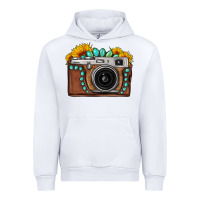 White Sunflower Gemstone Vintage Camera Urban Hoodie - FaDigitalArtStudio