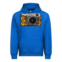 Cobalt sunflower leopard vintage camera Urban Hoodie - FaDigitalArtStudio