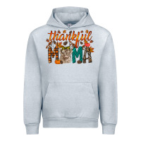 Heather Grey thankful mama highland cow Urban Hoodie - RacoonDesign