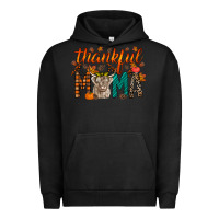Pigment Black thankful mama highland cow Urban Hoodie - RacoonDesign
