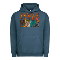Pigment Midnight Navy thankful mama highland cow Urban Hoodie - RacoonDesign