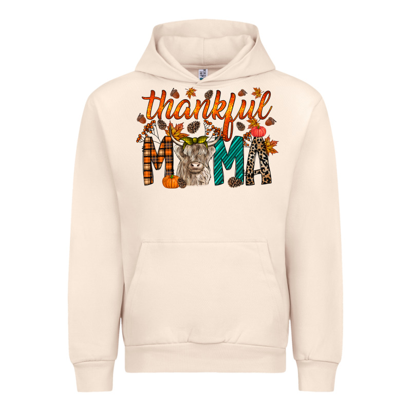 Thankful Mama Highland Cow Urban Hoodie by RacoonDesign | Teevron