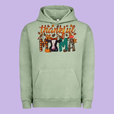 Thankful Mama Holstein Cow Urban Hoodie Designed By Racoondesign