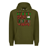 Army Green gingerbread kisses and christmas wishes Premium Hoodie - FaDigitalArtStudio