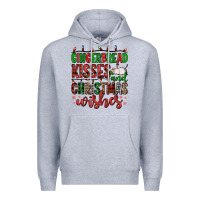 Heather Grey gingerbread kisses and christmas wishes Premium Hoodie - FaDigitalArtStudio