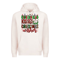 Pale Pink gingerbread kisses and christmas wishes Premium Hoodie - FaDigitalArtStudio