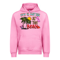 Fuchsia Pink life is better at the beach Urban Hoodie - CowhideDigitalArt