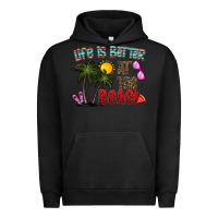 Pigment Black life is better at the beach Urban Hoodie - CowhideDigitalArt