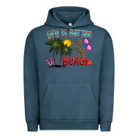 Pigment Midnight Navy life is better at the beach Urban Hoodie - CowhideDigitalArt