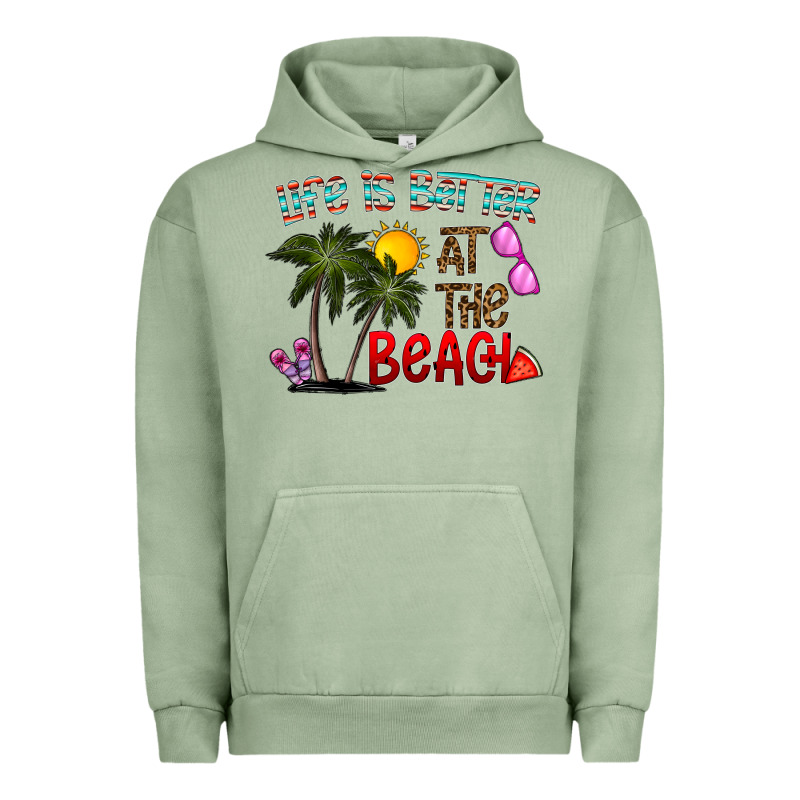 Life Is Better At The Beach Urban Hoodie by CowhideDigitalArt | Teevron
