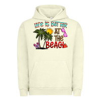 Pigment Pistachio life is better at the beach Urban Hoodie - CowhideDigitalArt