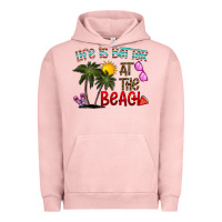 Pigment Salmon life is better at the beach Urban Hoodie - CowhideDigitalArt