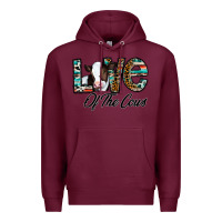 Burgundy love of the cows Premium Hoodie - CowhideDigitalArt