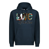 Navy love of the cows Premium Hoodie - CowhideDigitalArt