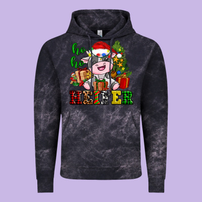 Ho Ho Heifer Little Cute Christmas Cow Vintage Hoodie Designed By Adodesignshop
