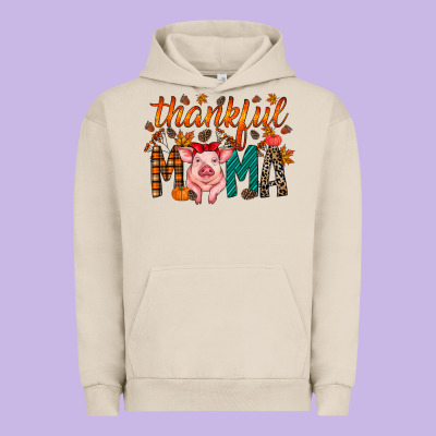 Thankful Mama Pig Urban Hoodie Designed By Racoondesign