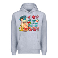 Heather Grey drink in my hand toes in the sand Premium Hoodie - HRA Design Shop