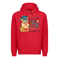 Red drink in my hand toes in the sand Premium Hoodie - HRA Design Shop