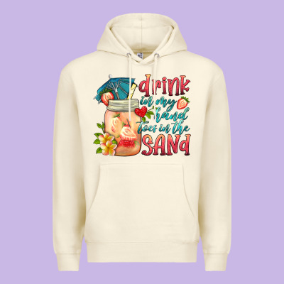 Drink In My Hand Toes In The Sand Premium Hoodie Designed By Hra Design Shop