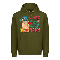 Army Green drink in my hand toes in the sand Premium Hoodie - HRA Design Shop