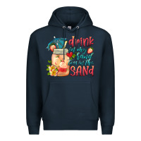 Navy drink in my hand toes in the sand Premium Hoodie - HRA Design Shop