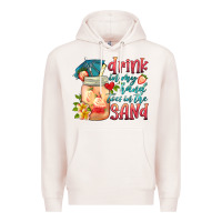 Pale Pink drink in my hand toes in the sand Premium Hoodie - HRA Design Shop