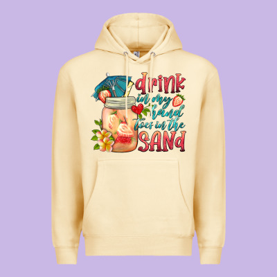 Drink In My Hand Toes In The Sand Premium Hoodie Designed By Hra Design Shop