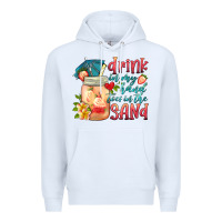 White drink in my hand toes in the sand Premium Hoodie - HRA Design Shop