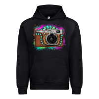 Foreset Green tie dye gemstone vintage camera Urban Hoodie - FaDigitalArtStudio