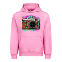 Fuchsia Pink tie dye gemstone vintage camera Urban Hoodie - FaDigitalArtStudio