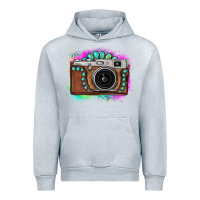 Heather Grey tie dye gemstone vintage camera Urban Hoodie - FaDigitalArtStudio