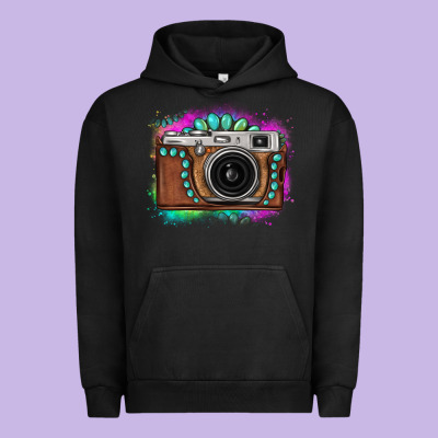 Tie Dye Gemstone Vintage Camera Urban Hoodie Designed By Fadigitalartstudio