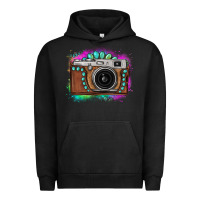 Pigment Black tie dye gemstone vintage camera Urban Hoodie - FaDigitalArtStudio