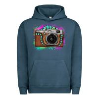 Pigment Midnight Navy tie dye gemstone vintage camera Urban Hoodie - FaDigitalArtStudio