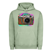 Pigment Oil Green tie dye gemstone vintage camera Urban Hoodie - FaDigitalArtStudio