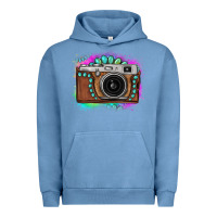 Pigment Pebble Blue tie dye gemstone vintage camera Urban Hoodie - FaDigitalArtStudio