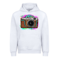 White tie dye gemstone vintage camera Urban Hoodie - FaDigitalArtStudio